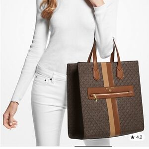 Michael Kors Kempner Large Logo Stripe Tote Bag